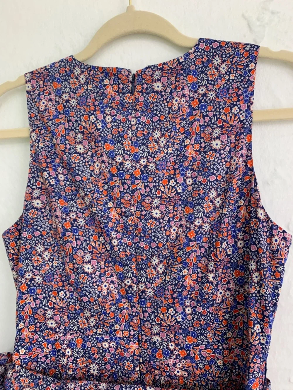 J. Crew Liberty Fabric Kayoko Deep Blue Floral Tie Waist Midi Dress Sz 4